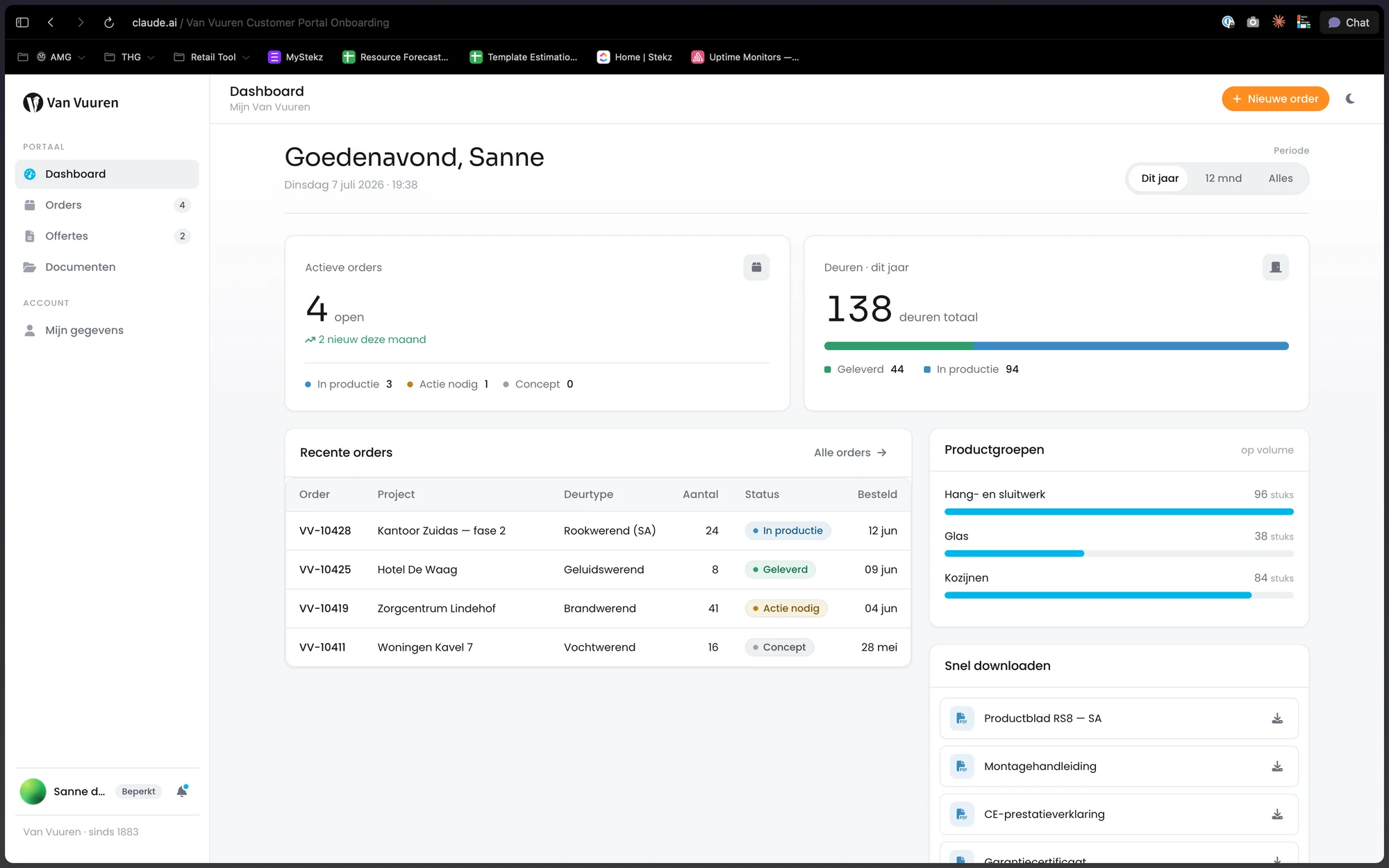 Order & Delivery Portal — dashboard light theme