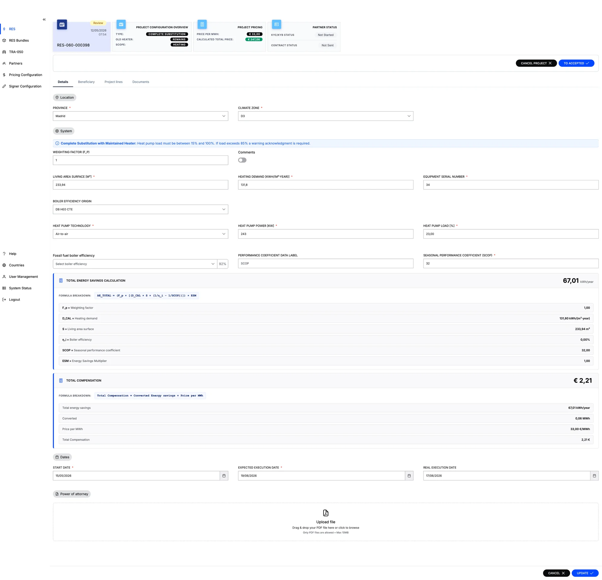 Energy Efficiency Platform — project configuration details