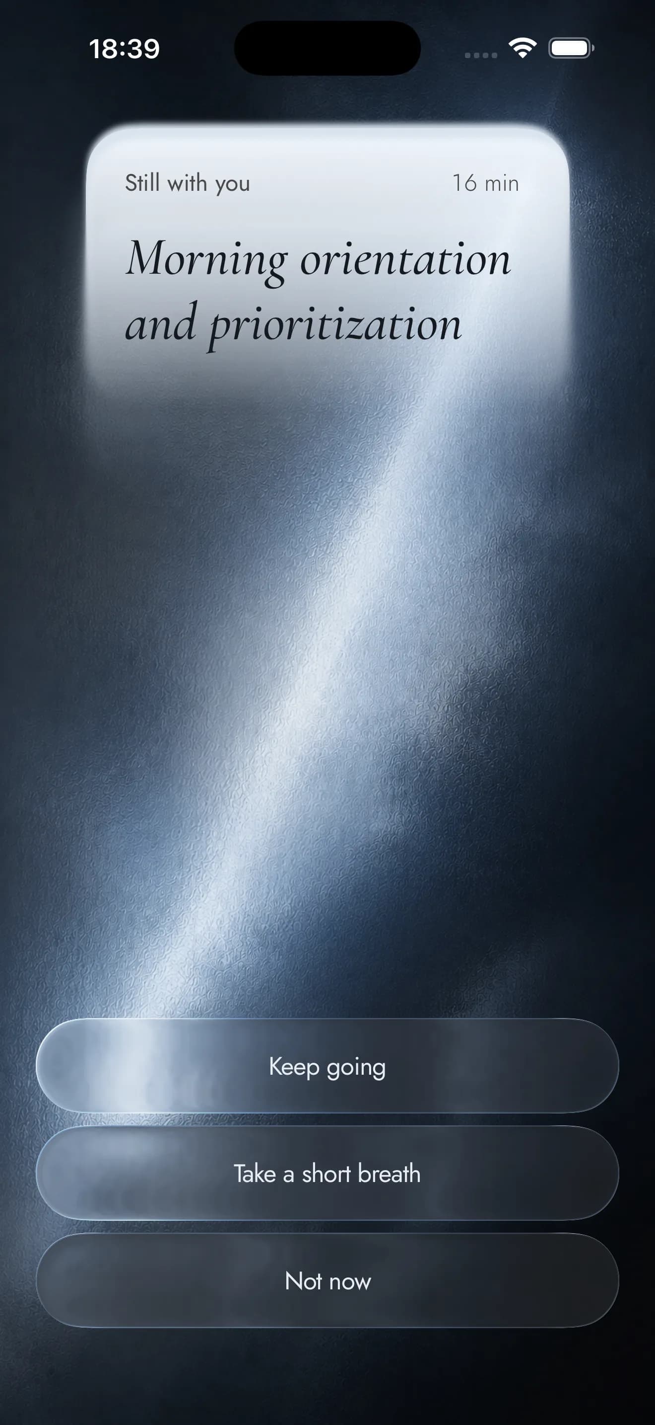 Hesya gentle check-in prompt when attention drifts