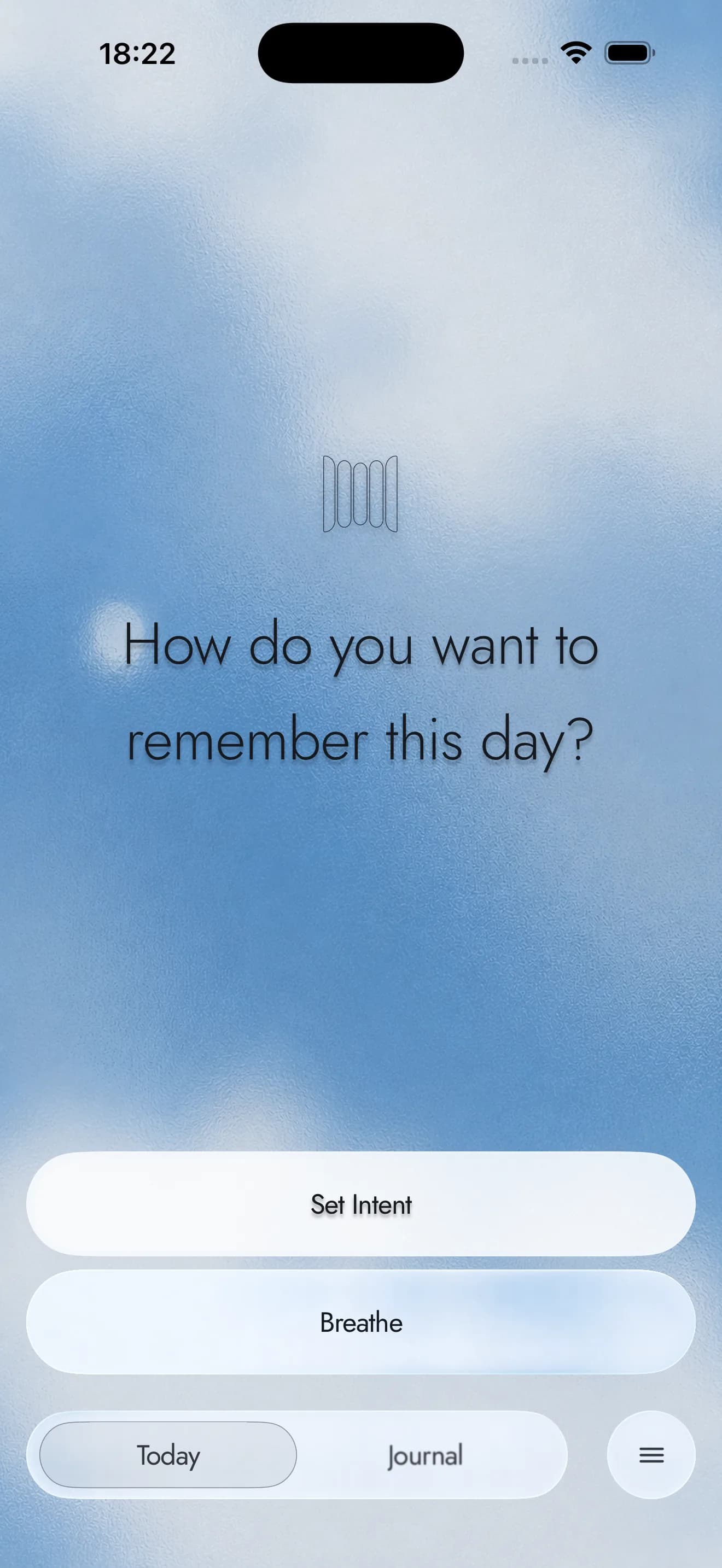 Hesya home screen asking how you want to remember the day